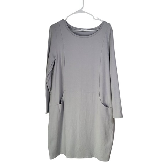 J. Jill Dresses & Skirts - J. Jill Pure Jill Gray Long Sleeved Pima Cotton Blend Pocket Dress Knee Length L